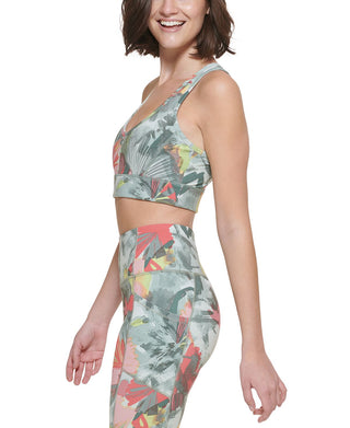 Calvin Klein Women's Medium Impact Longline Sports Bra Green Size Large