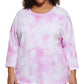 Calvin Klein Women's Plus Tie Dye Print Top Pink Size 3X