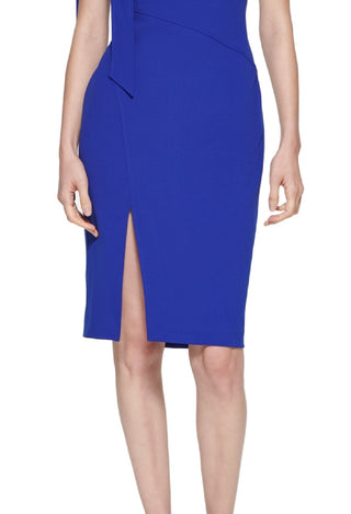 Calvin Klein Women's Asymmetrical Sheath Dress Blue Size 4