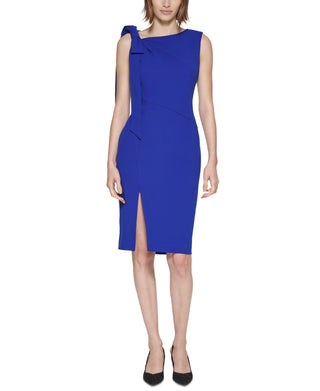 Calvin Klein Women's Asymmetrical Sheath Dress Blue Size 4