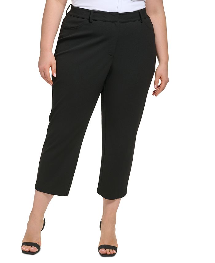 Calvin Klein Women's Solid Ankle Pants Black Size 14W