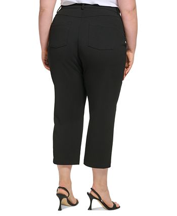 Calvin Klein Women's Solid Ankle Pants Black Size 14W