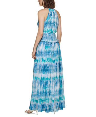 Calvin Klein Women's Tie Dye Printed Gown Blue Size 8