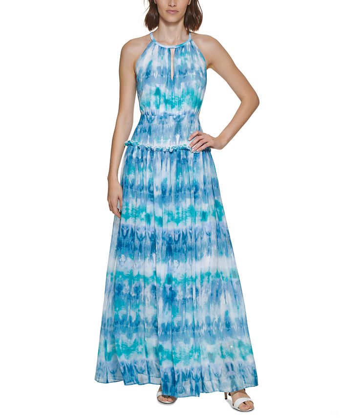 Calvin Klein Women's Tie Dye Printed Gown Blue Size 4