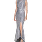 Calvin Klein Women's Shine Ruched Column Gown Gray Size 16