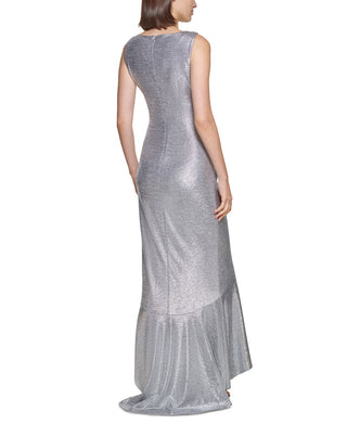 Calvin Klein Women's Shine Ruched Column Gown Gray Size 16