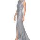 Calvin Klein Women's Shine Ruched Column Gown Gray Size 16