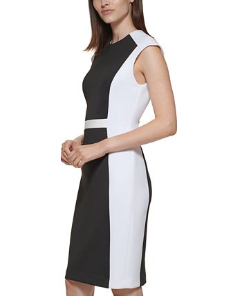 Calvin Klein Women's Colorblocked Shift Dress Size Black 6Petite