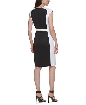 Calvin Klein Women's Colorblocked Shift Dress Black Size 2Petite