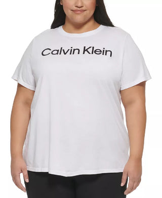 Calvin Klein Women's Performance Logo Graphic T-Shirt White Size 3X