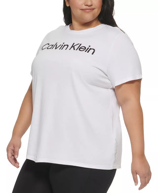 Calvin Klein Women's Performance Logo Graphic T-Shirt White Size 3X