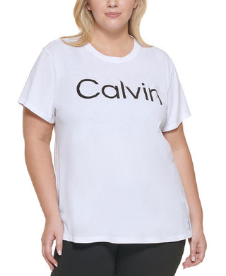 Calvin Klein Women's Logo Graphic T Shirt White Size 1X