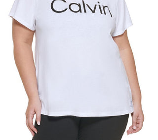 Calvin Klein Women's Logo Graphic T Shirt White Size 1X