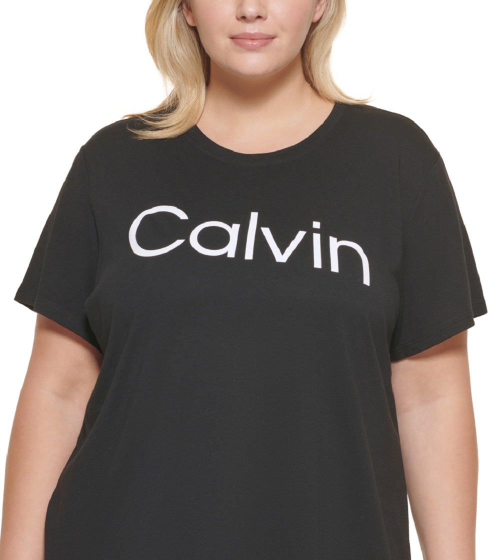 Calvin Klein Women's Performance Plus Logo Graphic T-Shirt Black Size 3X