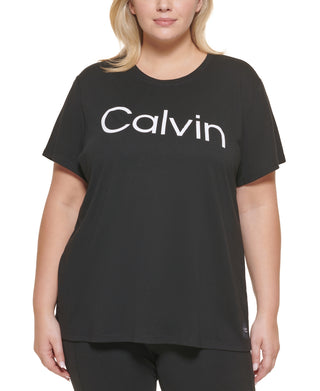 Calvin Klein Women's Performance Plus Logo Graphic T-Shirt Black Size 3X