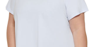 Calvin Klein Women's Logo Patch V Neck T-Shirt Blue Size 1X