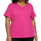 Calvin Klein Women's Performance Plus Logo Patch V Neck T-Shirt Pink Size 1X