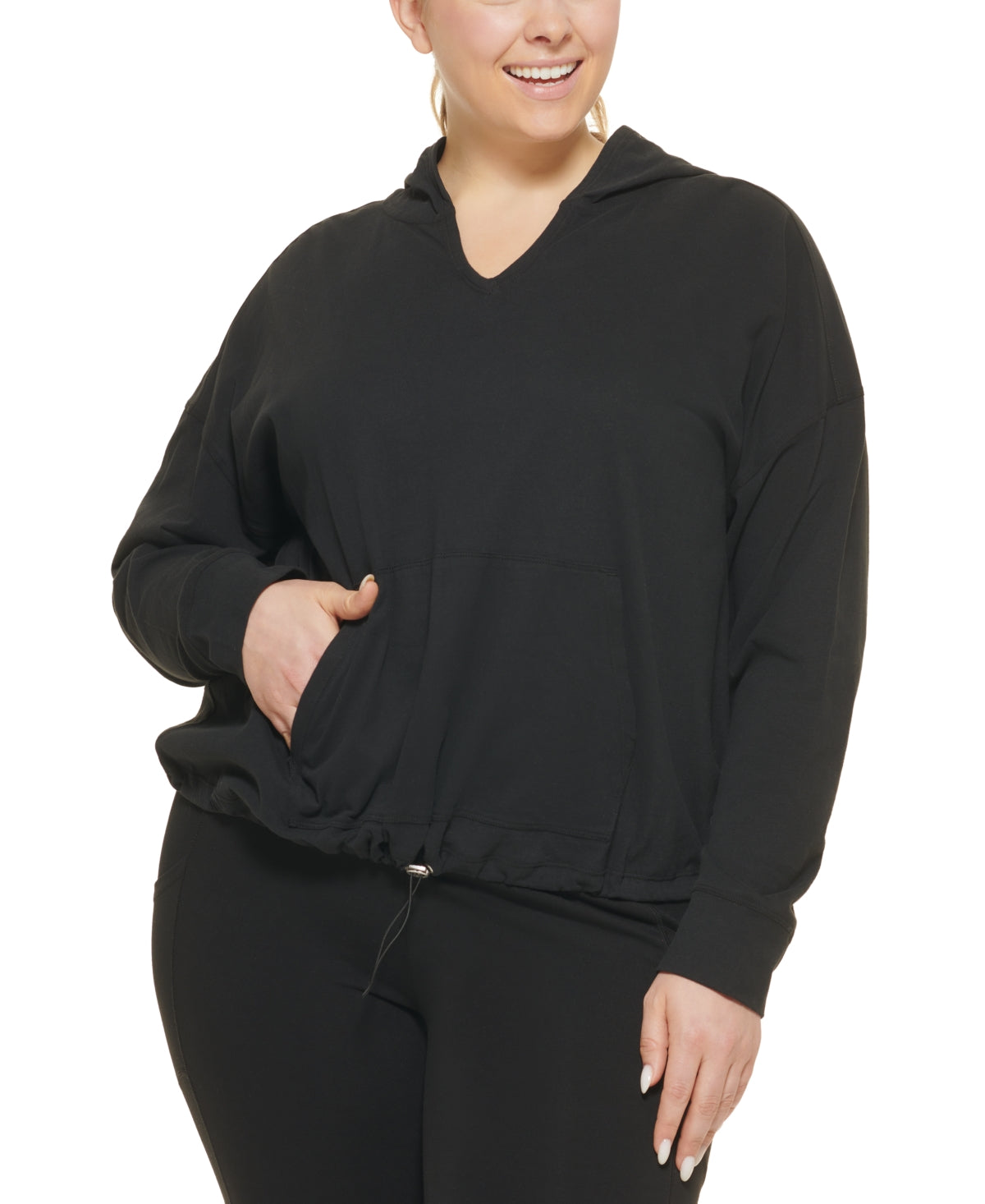 Calvin Klein Women's Hooded T-Shirt Black Size 2X
