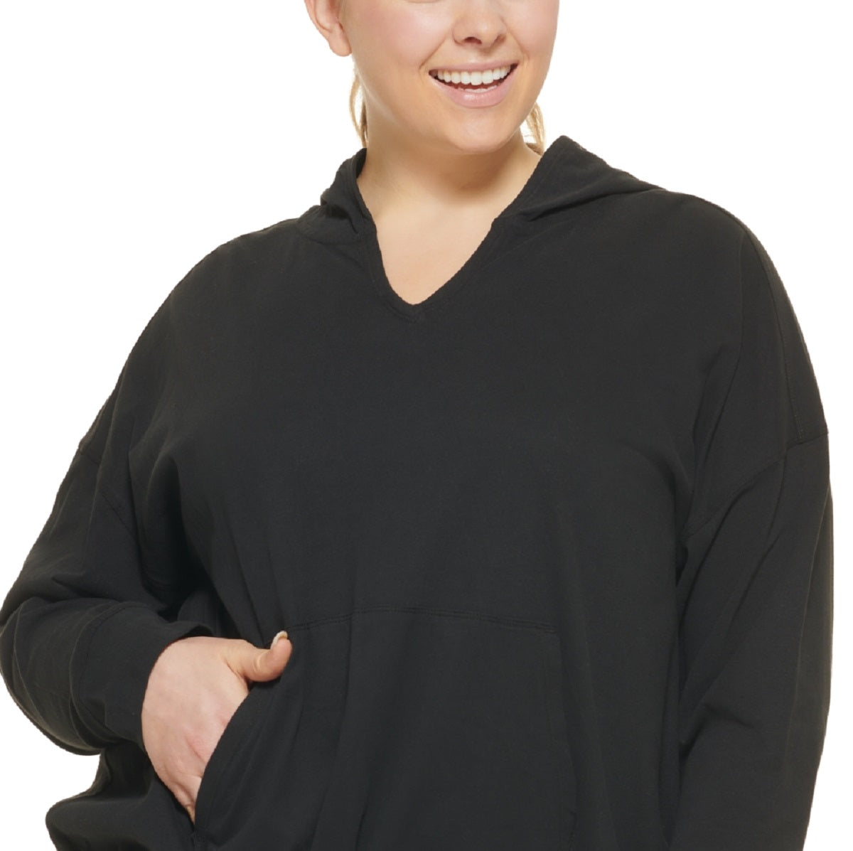 Calvin Klein Women's Hooded T-Shirt Black Size 2X