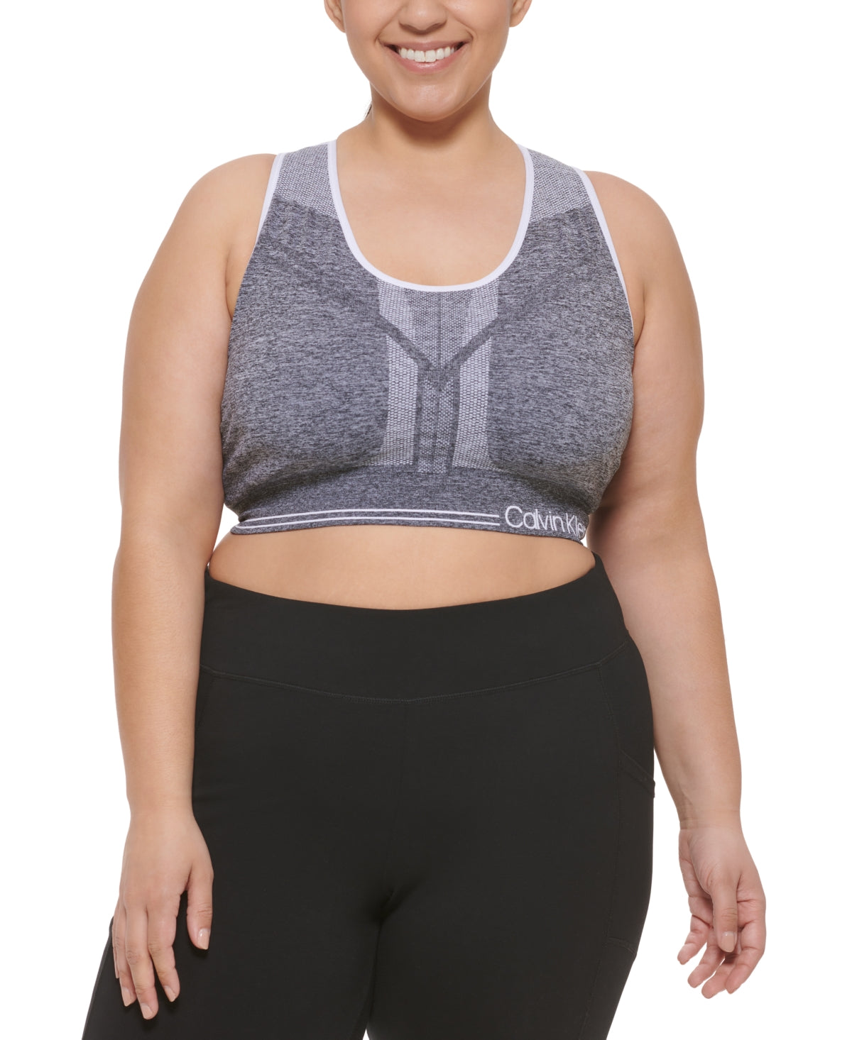 Calvin Klein Women's Reversible Medium Impact Sports Bra Gray Size 1X