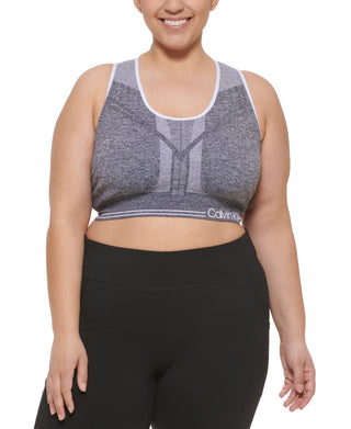 Calvin Klein Women's Reversible Medium Impact Sports Bra Gray Size 1X