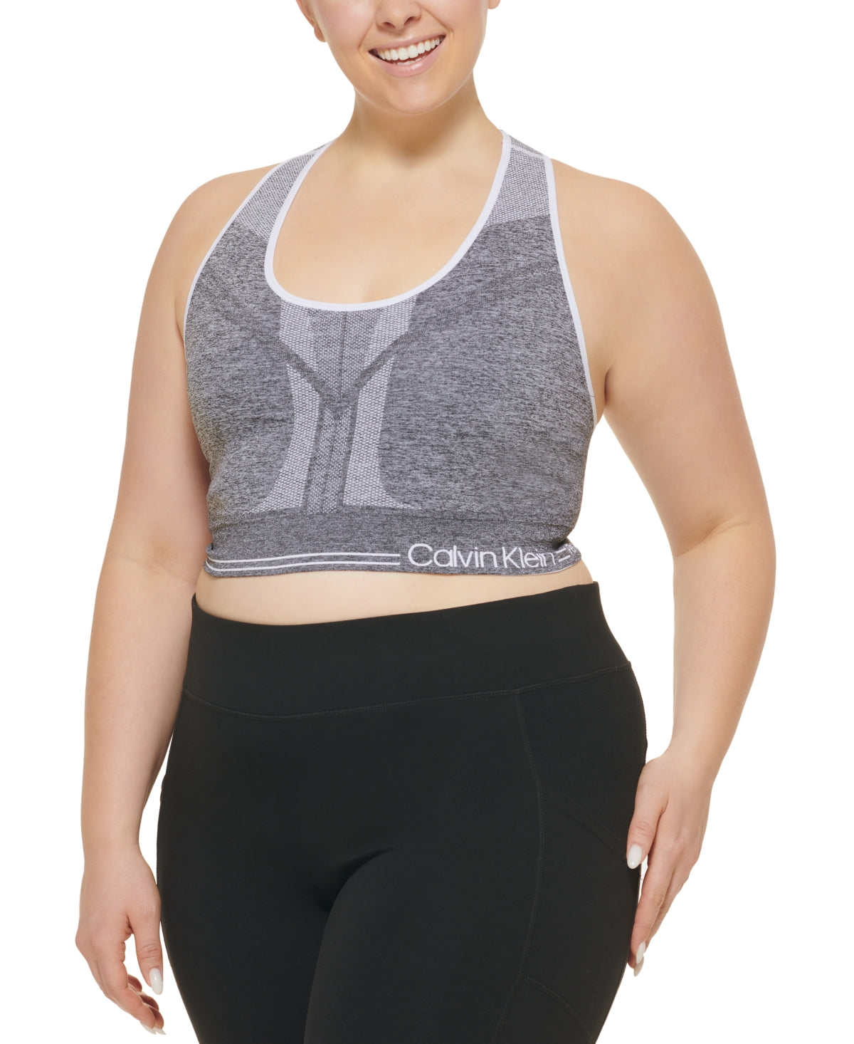 Calvin Klein Women's Reversible Medium Impact Sports Bra Gray Size 1X