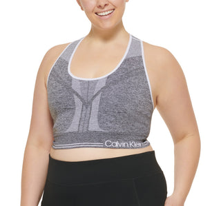 Calvin Klein Women's Reversible Medium Impact Sports Bra Gray Size 1X