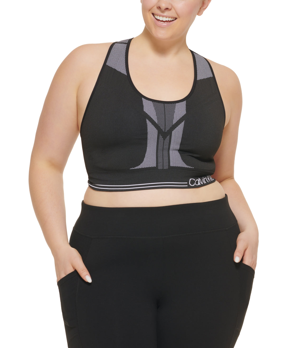Calvin Klein Women's Reversible Medium Impact Sports Bra Black Size 2X
