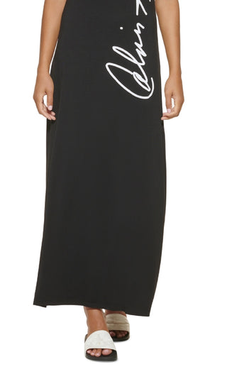 Calvin Klein Women's Sleeveless Logo Tank Dress Black Size Small