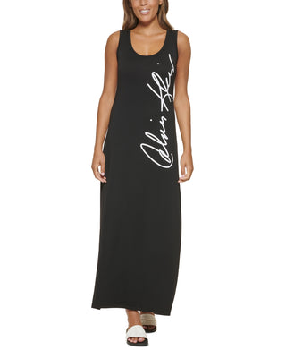 Calvin Klein Women's Sleeveless Logo Tank Dress Black Size Small