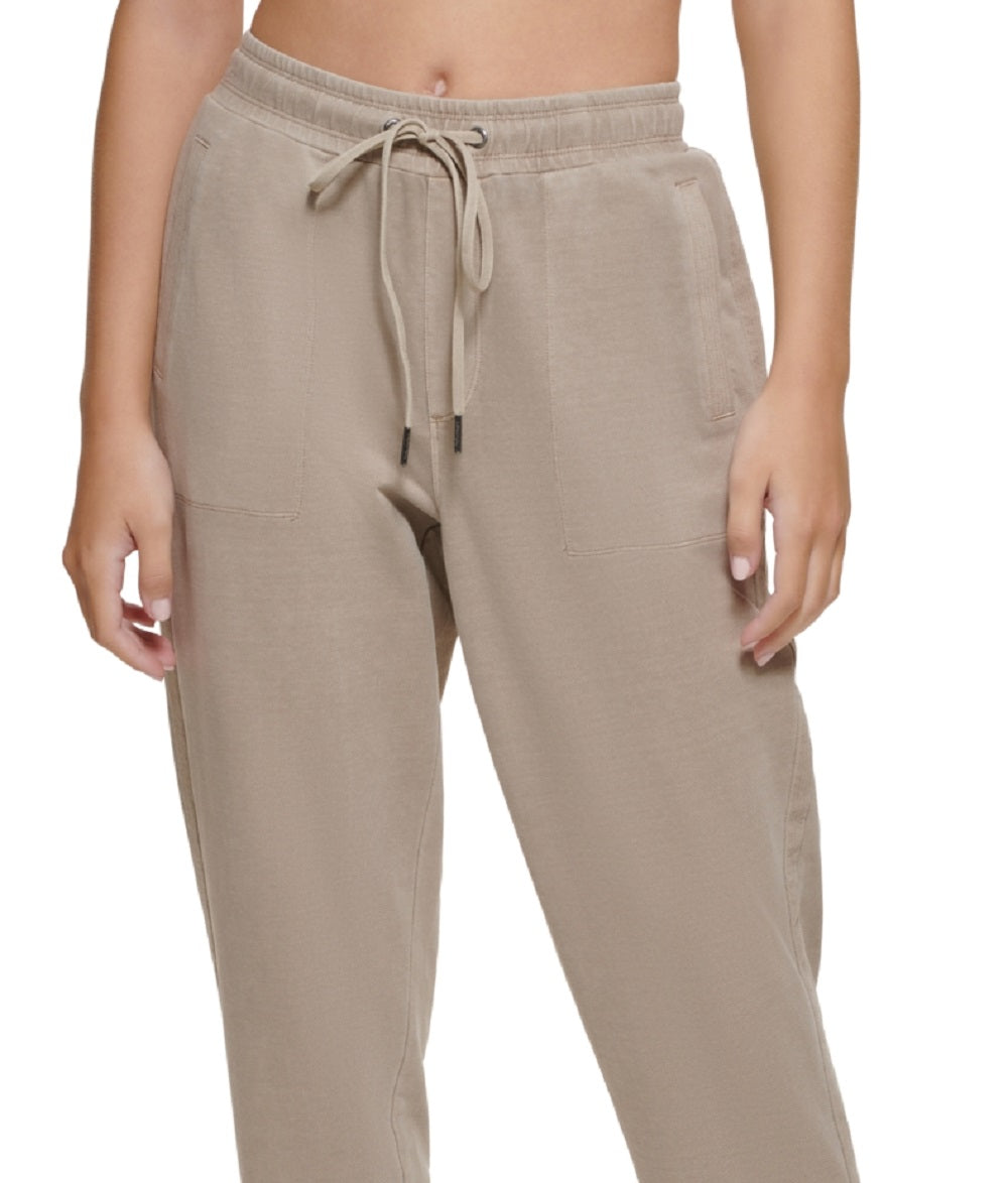 Calvin Klein Women's Garment Dye Smocked Waist Joggers Brown Size Medium