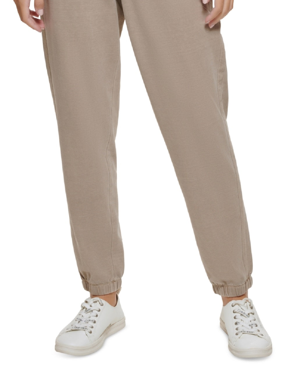 Calvin Klein Women's Garment Dye Smocked Waist Joggers Brown Size Medium