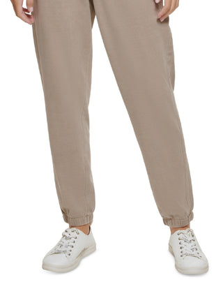 Calvin Klein Women's Garment Dye Smocked Waist Joggers Brown Size Medium