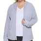 Calvin Klein Women's Ruched Sleeve Zip Hoodie Gray Size 1X