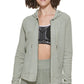 Calvin Klein Women's Ruched Sleeve Zip Hoodie Green Size Medium