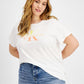 Calvin Klein Women's Watercolor Ck Logo Iconic T-Shirt White Size 2X