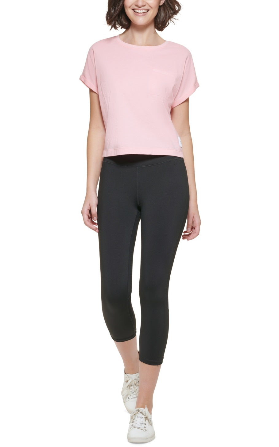 Calvin Klein Women's Bungee Hem Pocket Cotton T-Shirt Pink Size XX-Large