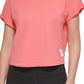 Calvin Klein Women's Bungee Hem Pocket Cotton T-Shirt Red Size X-Large