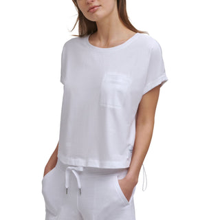 Calvin Klein Performance Bungee-Hem Pocket Cotton T-Shirt White Size XL