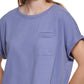Calvin Klein Women's Bungee Hem Pocket Cotton T Shirt Blue Size Large