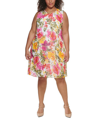 Calvin Klein Women's Sleeveless A Line Dress Purple Size 20W