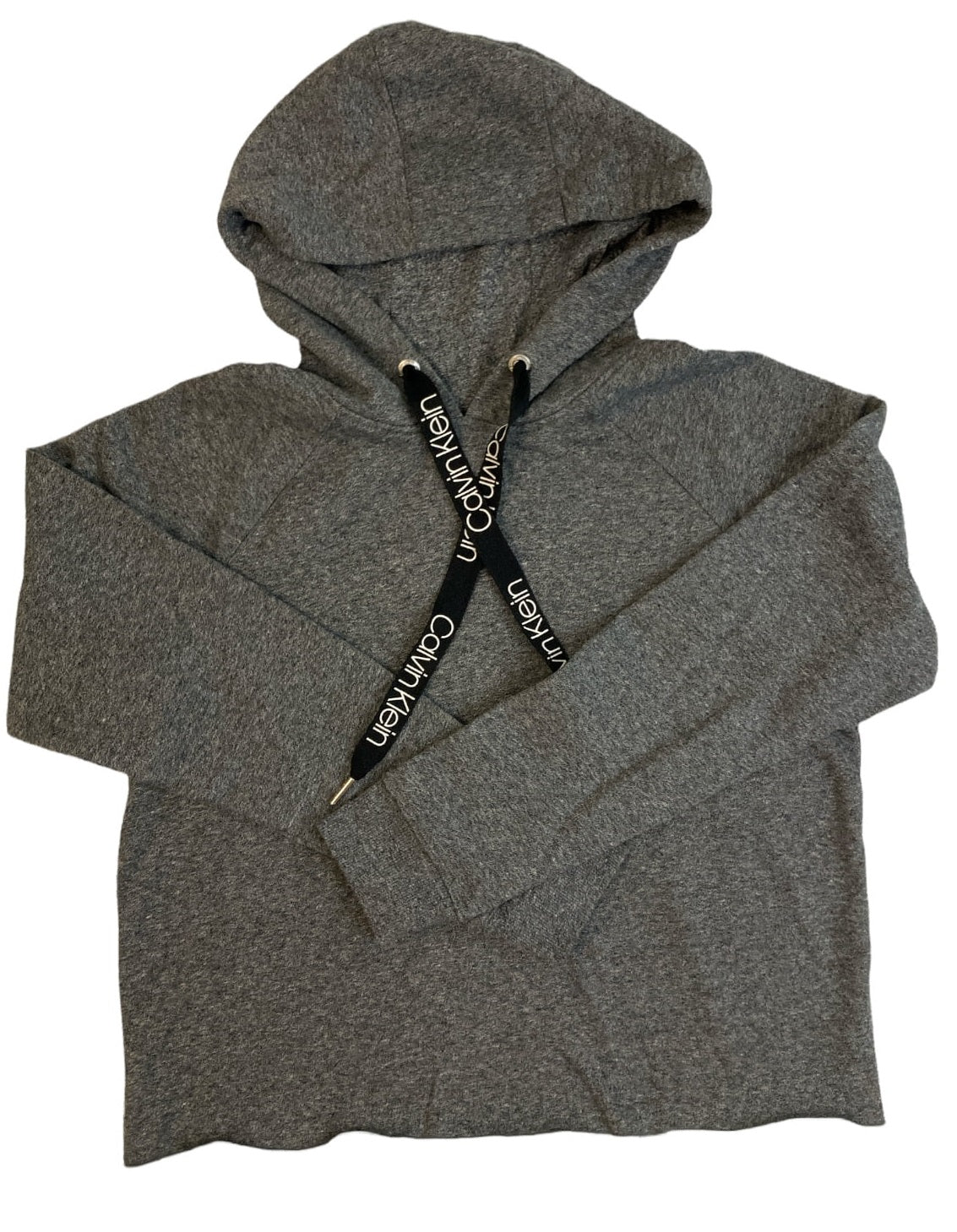 Calvin Klein Women's Cozy Relaxed Fit Fleece Logo Hoodie Gray Size Medium