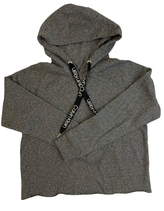 Calvin Klein Women's Cozy Relaxed Fit Fleece Logo Hoodie Gray Size Medium