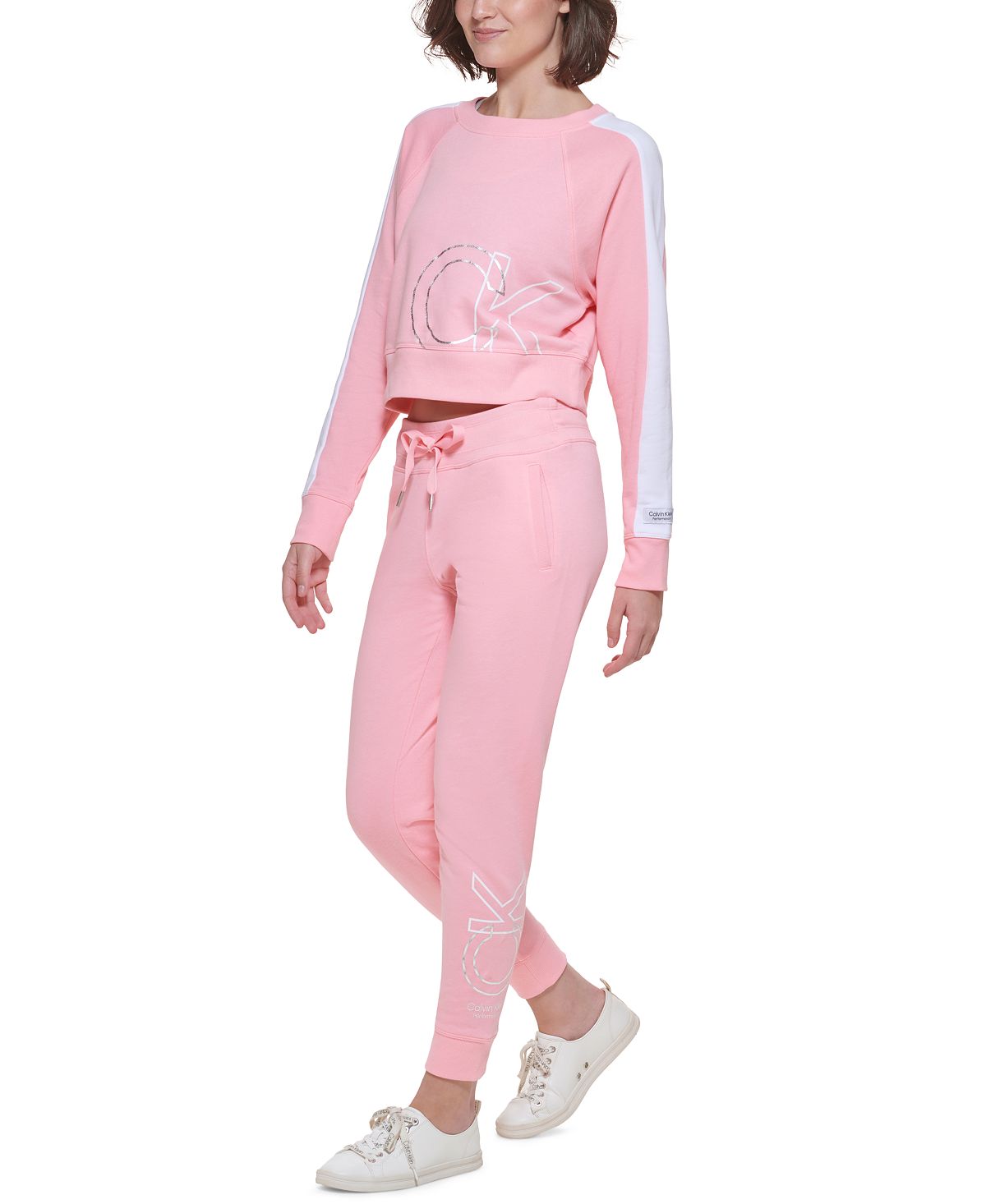 Calvin Klein Women's Outline Logo Joggers Pink Size Medium