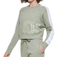 Calvin Klein Women's Cutoff Ck Logo Cropped Sweatshirt Green Size Small
