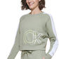 Calvin Klein Women's Cutoff Ck Logo Cropped Sweatshirt Green Size Small