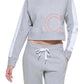 Calvin Klein Women's Cutoff Ck Logo Cropped Sweatshirt Gray Size Large