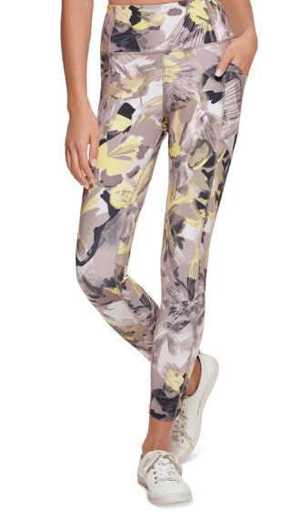 Calvin Klein Women's Floral Print 7/8 Leggings Brown Size X-Large