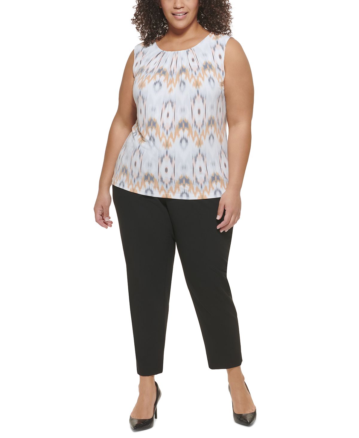 Calvin Klein Women's Plus Printed Top White Size 2X