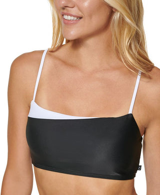 Calvin Klein Women's Straight Neck Bikini Top Swimsuit Black Size Mediumedium